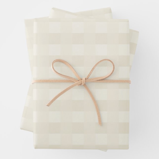 Cream Gingham Pattern Wrapping Paper Geschenkpapier Set (Beispiel)