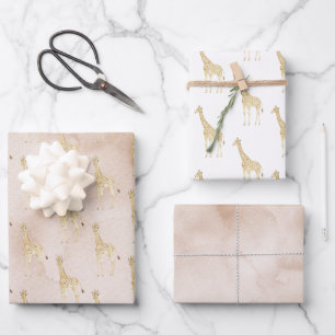 Cream Giraffe Geschenkpapier Set