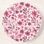 Cream Girly Pink Red Flowers Hearts   Getränkeuntersetzer<br><div class="desc">Cream Girly Pink Red Flowers Hearts</div>