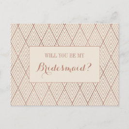 Cream Gold Art Deco Custom Bridesmaid Vorschlag Einladungspostkarte