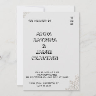 Cream Gold Black Minimalistisch Elegante Wedding I Einladung