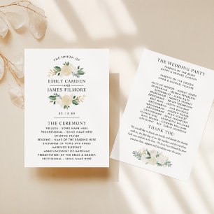 Cream Gold Blumen Hochzeitszeremonie Programm