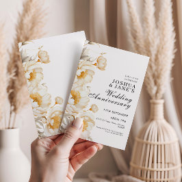 Cream Gold Floral Elegantes Hochzeitsszenario Einladung