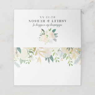 Cream Gold Floral Greenery Monogramm Hochzeit Platzkarte