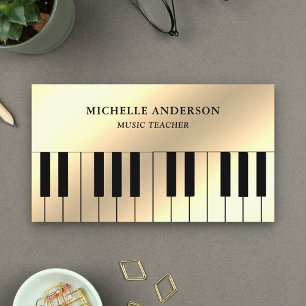 Cream Gold Fox Piano Piano Piano Pianist Visitenkarte