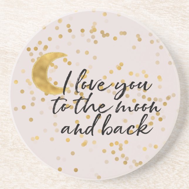 Cream Gold I love you to the moon confetti Getränkeuntersetzer (Vorne)