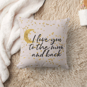 Cream Gold Ich liebe dich bis zum Mond Konfetti Kissen