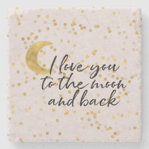 Cream Gold Ich liebe dich bis zum Mond Konfetti Steinuntersetzer