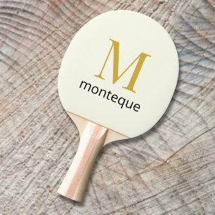 Cream Gold Monogram Personalisierter Name Luxusges Tischtennis Schläger