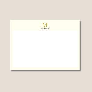 Cream Gold Monogram Personalisiertes Namens Luxusg Mitteilungskarte