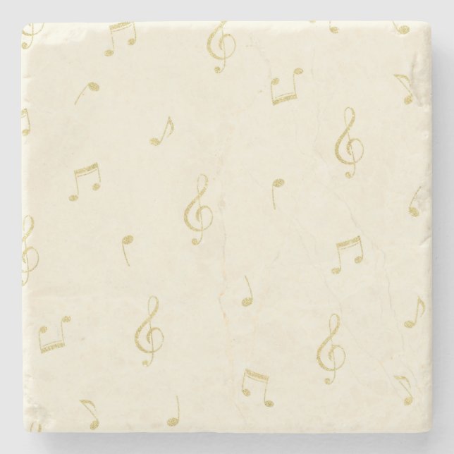 Cream Gold Music Notes   Steinuntersetzer (Vorderseite)