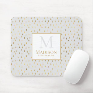 Cream Gold Regentropfen Moderne Trendige Monogramm Mousepad