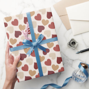 Cream Gold Rote Herzen Liebe Geschenkpapier