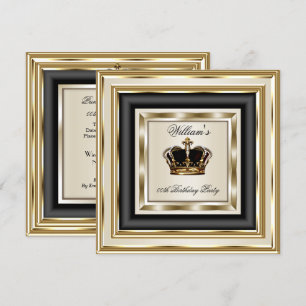 Cream Gold Silver Birthday Prince King Queen 2 Einladung