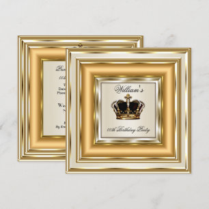 Cream Gold Silver Birthday Prince King Queen Einladung