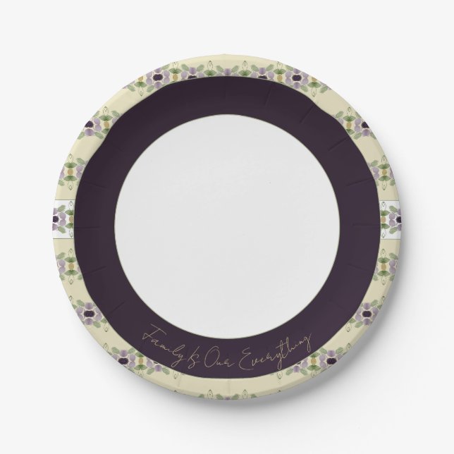 Cream Gold und Mauve Pappteller (Vorderseite)