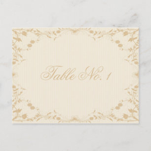 Cream Gold Vintage Pinstripe Blumen Tischnummer