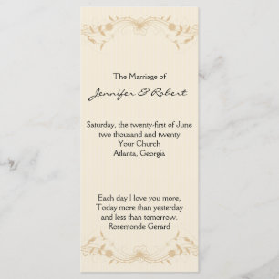 Cream Gold Vintage Pinstripe Wedding Programme