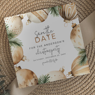 Cream & Gold Weihnachtsbaum-Ornamente Party Save The Date