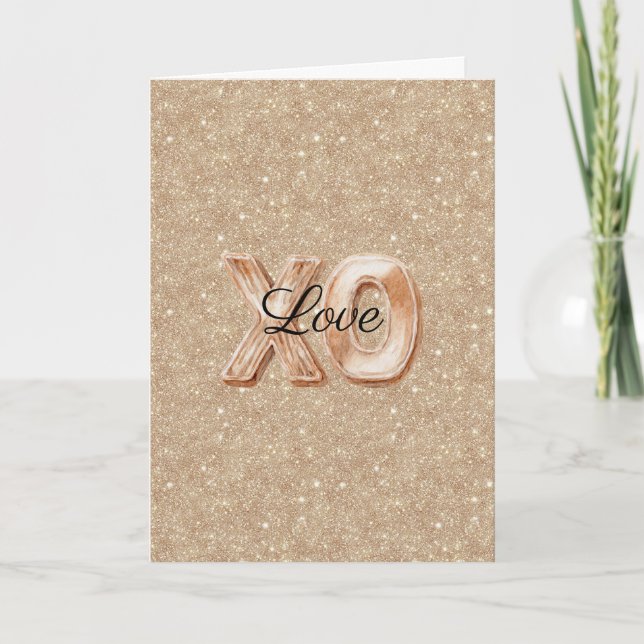 Cream Gold Yellow Glitter Love Karte (Vorderseite)