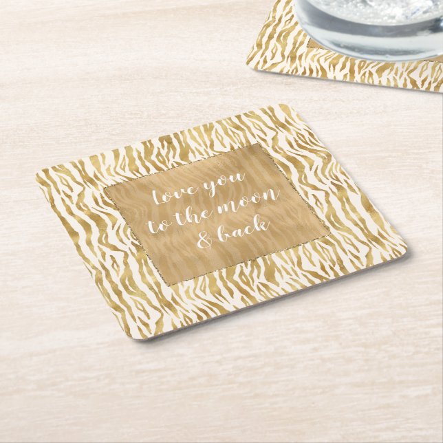 Cream Gold Zebra Print Rechteckiger Pappuntersetzer (angewinkelt)