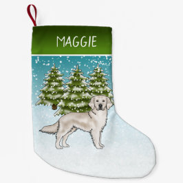 Cream Golden Retriever Blue Christmas Individuelle Kleiner Weihnachtsstrumpf