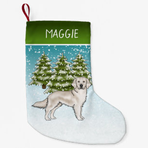 Cream Golden Retriever Blue Christmas Individuelle Kleiner Weihnachtsstrumpf