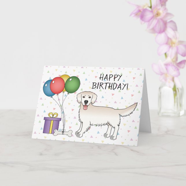 Cream Golden Retriever Cartoon Hund Happy Birthday Karte (Orchidee)