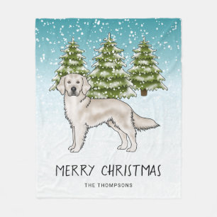 Cream Golden Retriever Hund Blaue Schneeweihnachte Fleecedecke