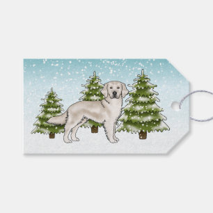 Cream Golden Retriever Hund Blaue Schneeweihnachte Geschenkanhänger