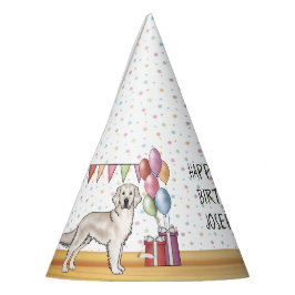 Cream Golden Retriever Hund farbenfroh Happy Birth Partyhütchen