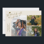 Cream Graduate She Believed Multi Photo Ankündigung<br><div class="desc">Modern and whimsical graduation announcement photo card featuring 3 photos on the front and 1 on the back. The text says "She believed she could so she did" with twinkling stars. Add the graduate's name,  information,  and message to personalize this card. Cream.</div>