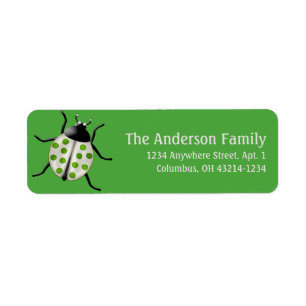 Cream & Green Ladybug d2 Étiquette de adresse mign