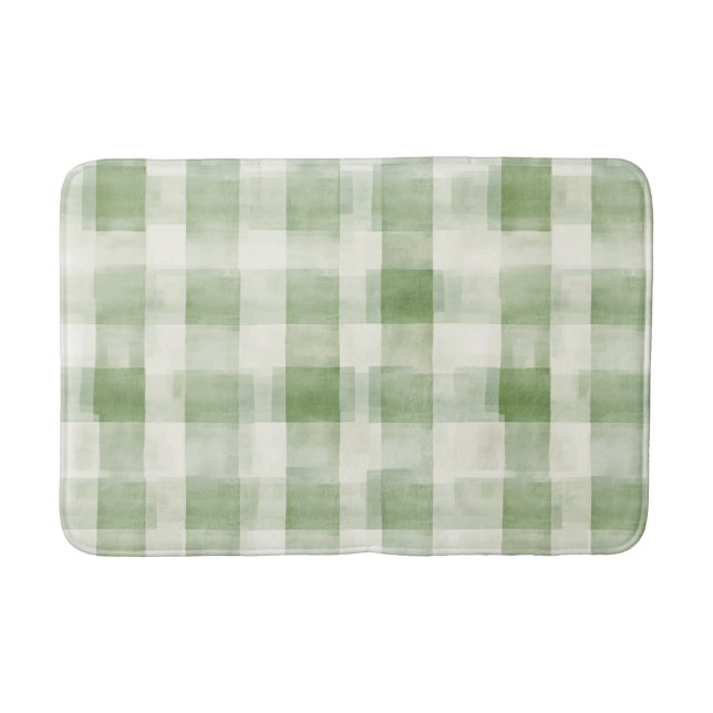 Cream Green Plaid   Badematte (Vorderseite)