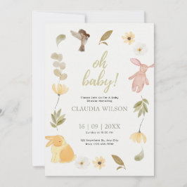 Cream Green Watercolor Baby Dusche Einladung
