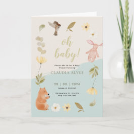 Cream Green Watercolor Babydusche Honorierung gekl Einladung