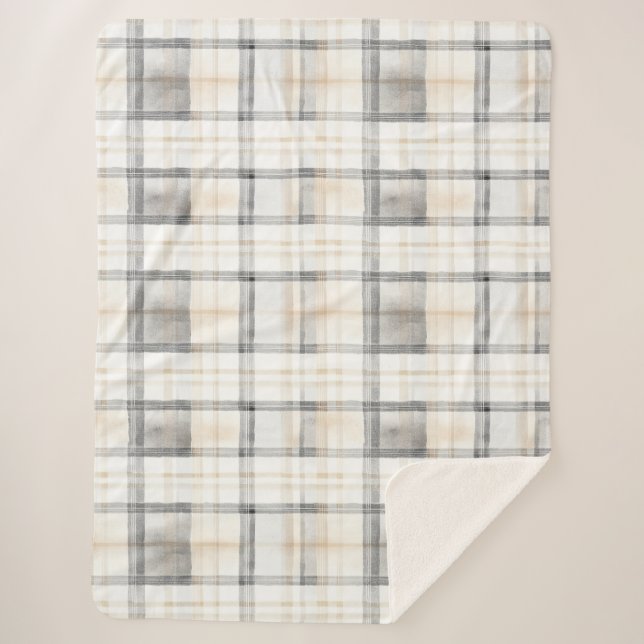 Cream Grey Yellow Plaid Stripes (Devant)