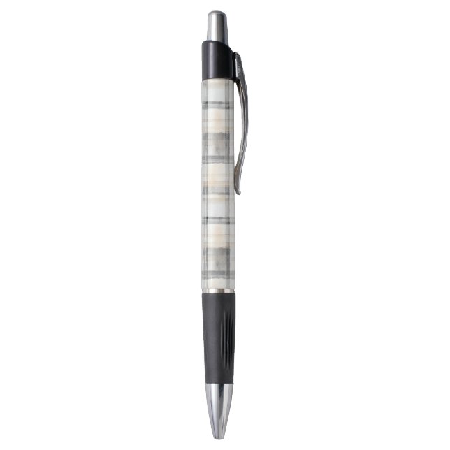Cream Grey Yellow Plaid Stripes Kugelschreiber (Unterseite (Vertikal))