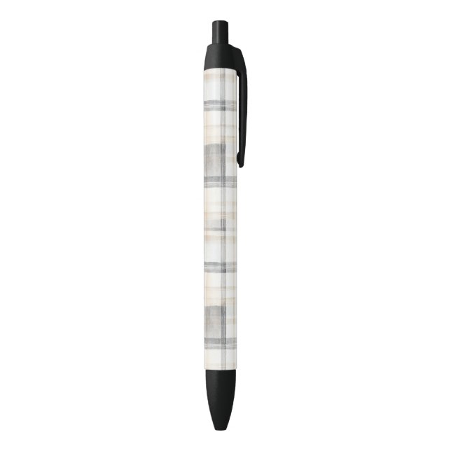 Cream Grey Yellow Plaid Stripes Kugelschreiber (Unterseite (Vertikal))