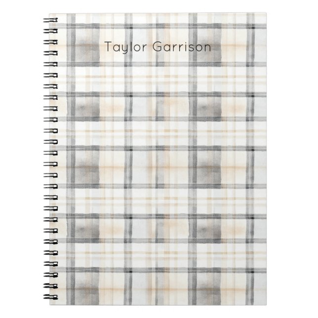 Cream Grey Yellow Plaid Stripes Notizblock (Vorderseite)
