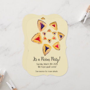 Cream Hamantaschen Star Purim Party Einladungen