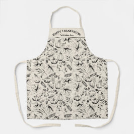 Cream Happy Thanksgiving Fall Harvest Custom Schürze