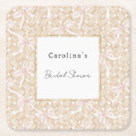 Cream Hats Purple Ribbons Bridal Shower Rechteckiger Pappuntersetzer<br><div class="desc">Cream Hats Purple Ribbons Bridal Shower</div>