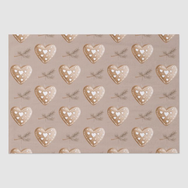 Cream Heart Gingerbrei Keks Weihnachten Seidenpapier (Vorderseite)