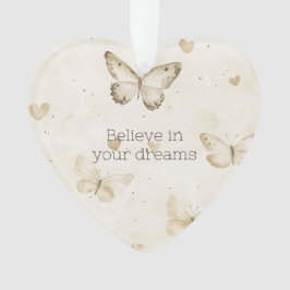 Cream Hearts Butterflies Weihnachten Ornament