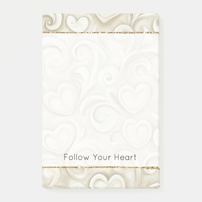 Cream Hearts Post-it Klebezettel (Vorderseite)