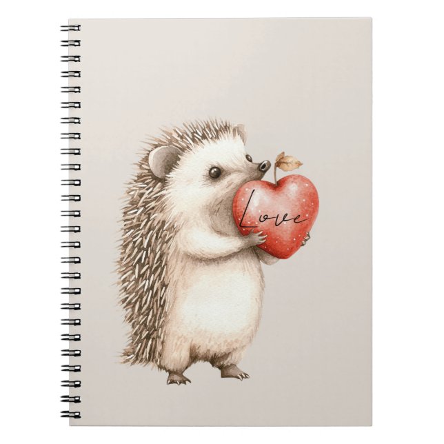 Cream Hedgehog Heart Love Notizblock (Vorderseite)