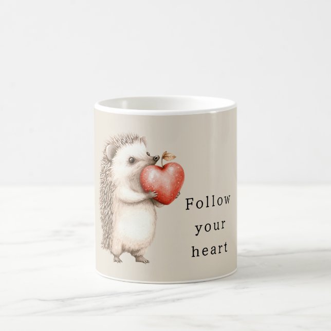 Cream Igel Apple Heart Kaffeetasse (Mittel)