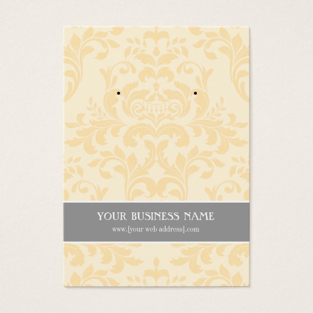 Cream Ivory Gray Damask Benutzerdefinierte Earring (Vorderseite)