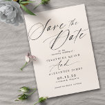 Cream Ivory | Neutral Color Formal Typography Save The Date<br><div class="desc">Simple and elegant save the dates featuring "Save the Date" text in a vintage-inspired script. Black font on a warm-toned ivory background.</div>